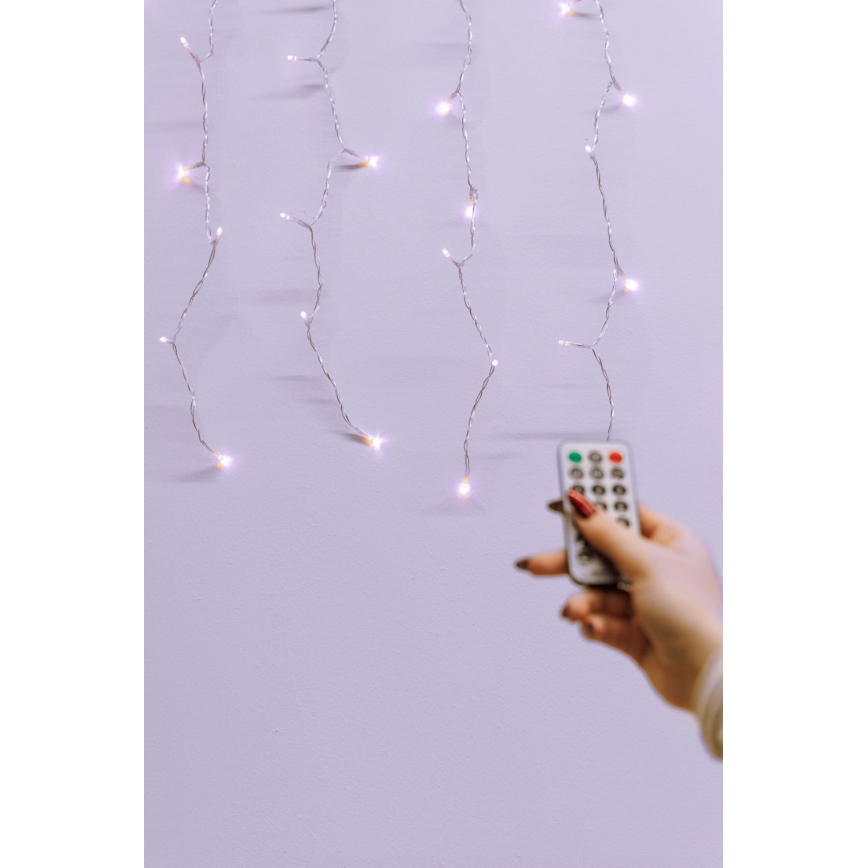 LED Prigušiva vanjska božićna svjetlosna zavjesa CURTAIN 360xLED/8,4W/230V 2x2 m IP44 topla bijela + daljinski upravljač