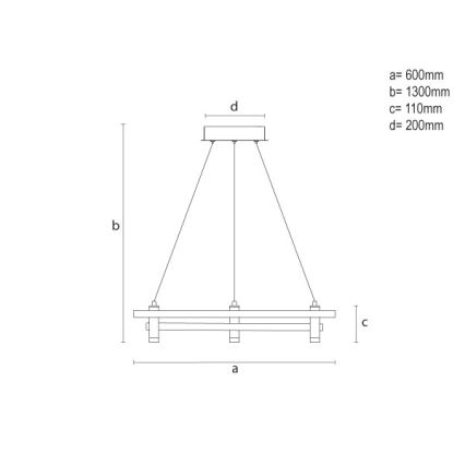 LED luster s mogućnošću prigušivanja na sajli LED/100W/230V 3000-6500K pr. 60 cm + daljinski upravljač