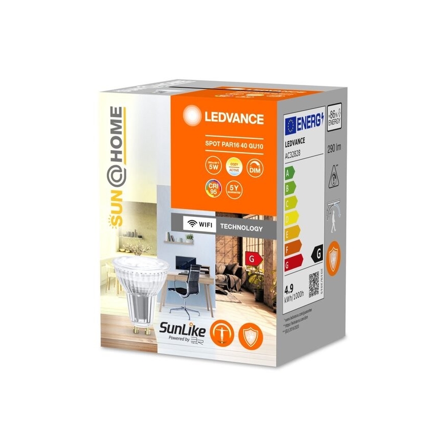 LED Prigušiva antibakterijska žarulja PAR16 GU10/4,9W/230V Wi-Fi - Ledvance