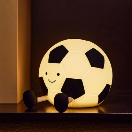 LED Prigušiva dječja dodirna lampa FOOTBALL LED/2W/5V USB 1200 mAh bijela/crna