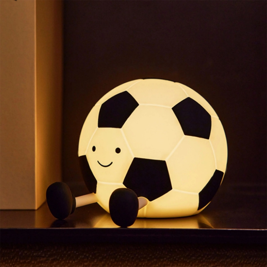 LED Prigušiva dječja dodirna lampa FOOTBALL LED/2W/5V USB 1200 mAh bijela/crna