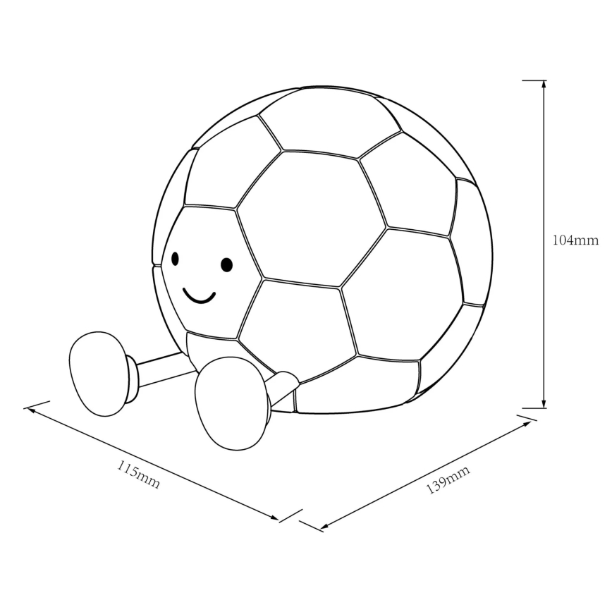 LED Prigušiva dječja dodirna lampa FOOTBALL LED/2W/5V USB 1200 mAh bijela/crna