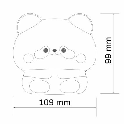 LED Prigušiva dječja dodirna lampa PANDA LED/2W/3,7V 1200 mAh