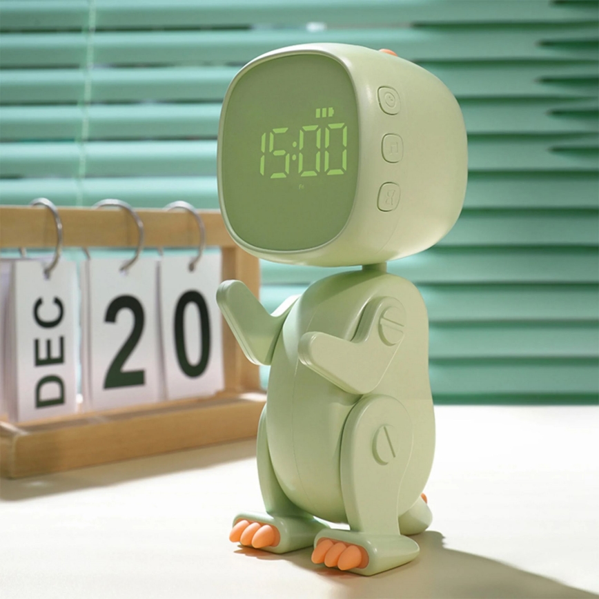 LED RGBW Prigušiva dječja noćna lampica s budilicom ROBOT LED/1W/5V 1200 mAh