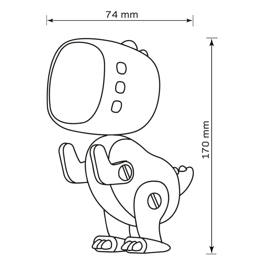 LED RGBW Prigušiva dječja noćna lampica s budilicom ROBOT LED/1W/5V 1200 mAh