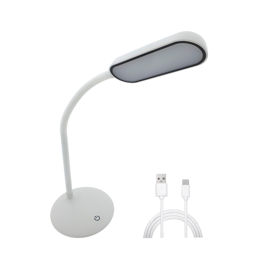 LED Prigušiva dodirna fleksibilna stolna lampa LED/6W/5V USB 1200 mAh bijela