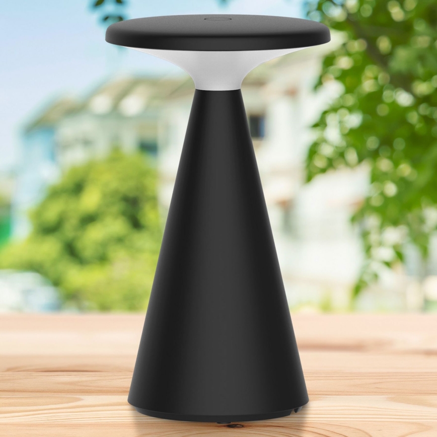 LED Prigušiva dodirna vanjska stolna lampa PAROS LED/1,8W/5V USB 1800 mAh IP44 crna