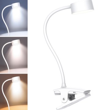 LED Prigušiva fleksibilna punjiva stolna lampa s kopčom LED/2W/1800 mAh 3000/4000/6500K bijela