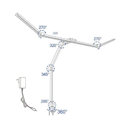 LED Prigušiva dodirna fleksibilna stolna lampa POINTIQ LED/36W/230V 3000-6500K CRI 92 crna