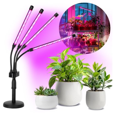 LED Prigušiva fleksibilna stolna lampa za uzgoj biljaka VITARO 4xLED/10W/230V crna