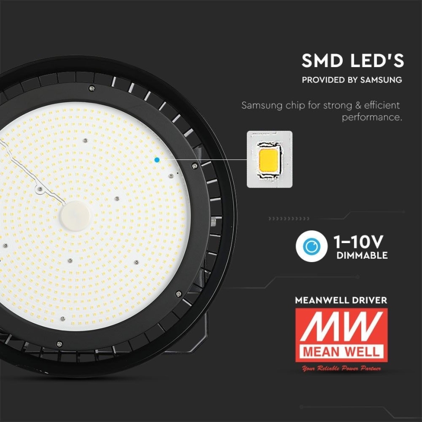 LED Prigušiva industrijska svjetiljka High Bay LED/500W/230V 4000K IP65 crna