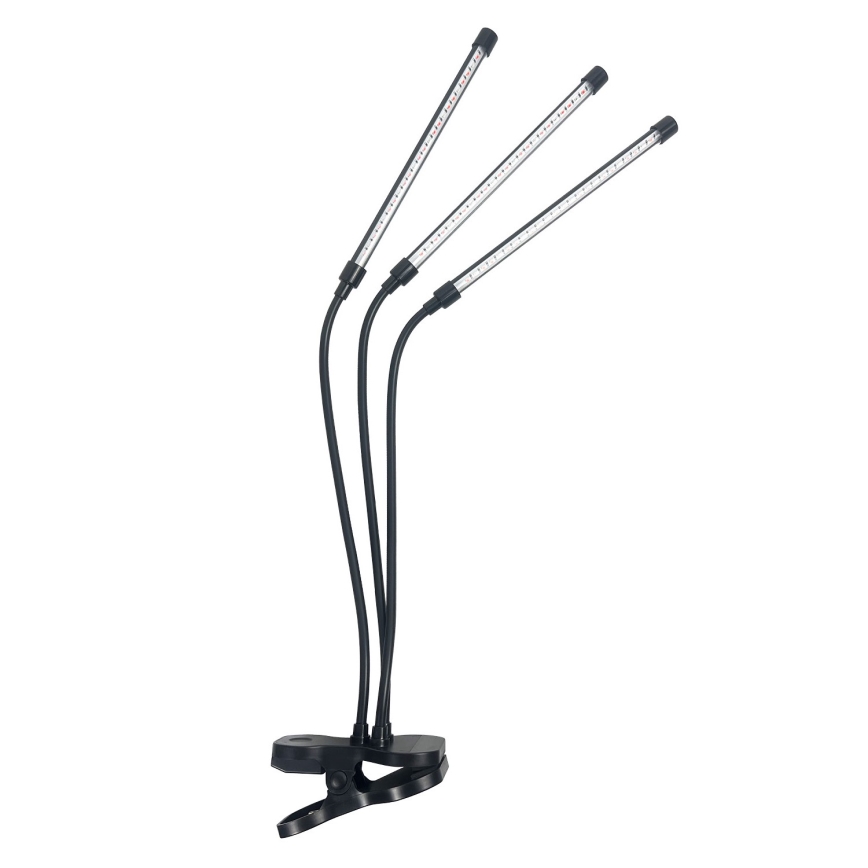 LED Prigušiva fleksibilna stolna lampa s kopčom za uzgoj biljaka VITARO 3xLED/10W/230V crna