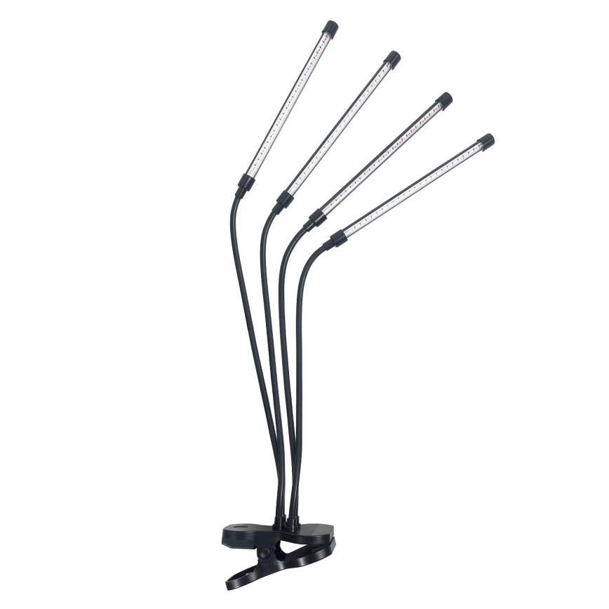 LED Prigušiva fleksibilna stolna lampa s kopčom za uzgoj biljaka VITARO 4xLED/10W/230V crna