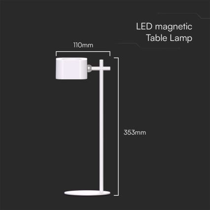 LED Prigušiva magnetna punjiva stolna lampa 4u1 LED/3W/5V 3000-6000K 1800 mAh bijela