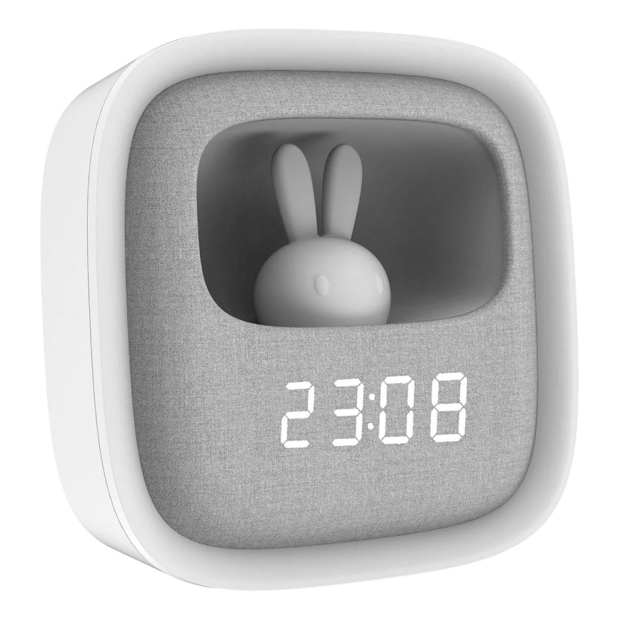 LED Prigušiva noćna lampica s budilicom BUNNY LED/1,2W/5V 3000K