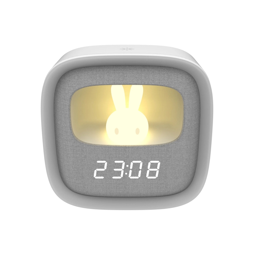 LED Prigušiva noćna lampica s budilicom BUNNY LED/1,2W/5V 3000K