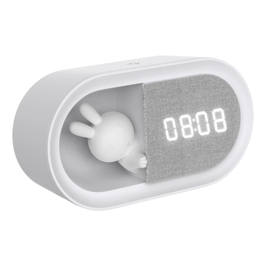 LED Prigušiva noćna lampica s budilicom BUNNY LED/1,2W/5V 3000K