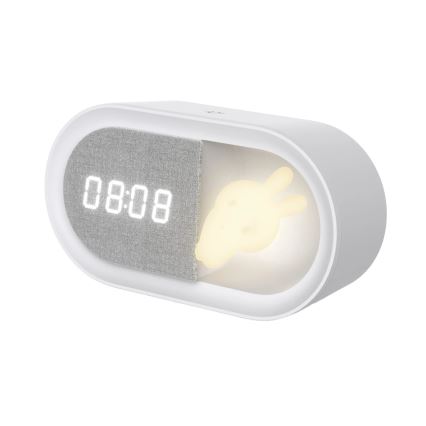 LED Prigušiva noćna lampica s budilicom BUNNY LED/1,2W/5V 3000K