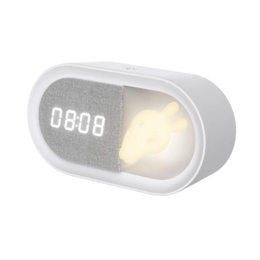 LED Prigušiva noćna lampica s budilicom BUNNY LED/1,2W/5V 3000K