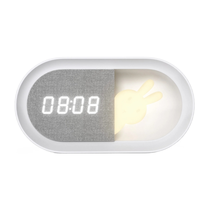 LED Prigušiva noćna lampica s budilicom BUNNY LED/1,2W/5V 3000K
