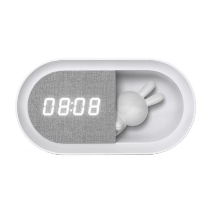 LED Prigušiva noćna lampica s budilicom BUNNY LED/1,2W/5V 3000K