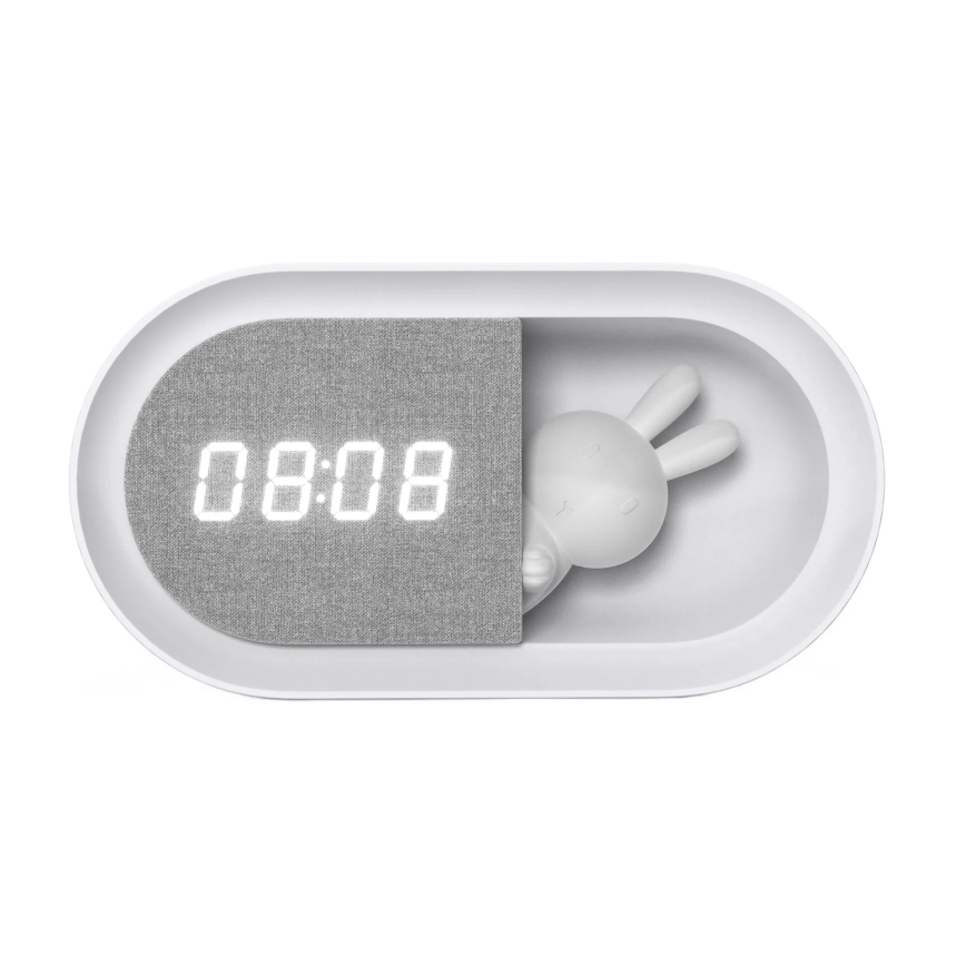 LED Prigušiva noćna lampica s budilicom BUNNY LED/1,2W/5V 3000K