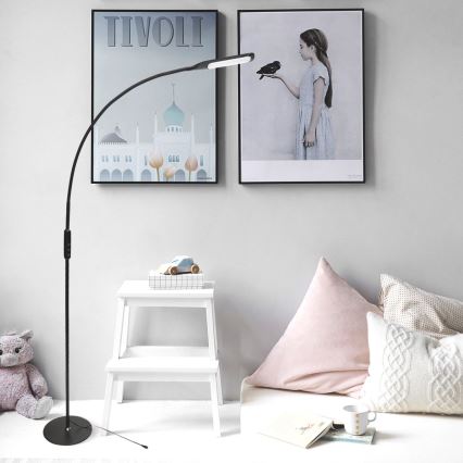 LED Prigušiva podna lampa LED/9W/230V 3000-6500K crna + daljinski upravljač
