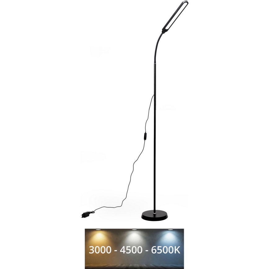 LED Prigušiva podna lampa SIGNUS LED/10W/230V 3000/4500/6500K crna