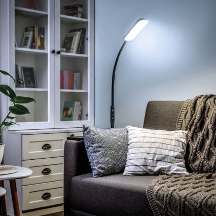 LED Prigušiva podna lampa TEILO LED/10W/230V 3000/4000/6500K crna + daljinski upravljač