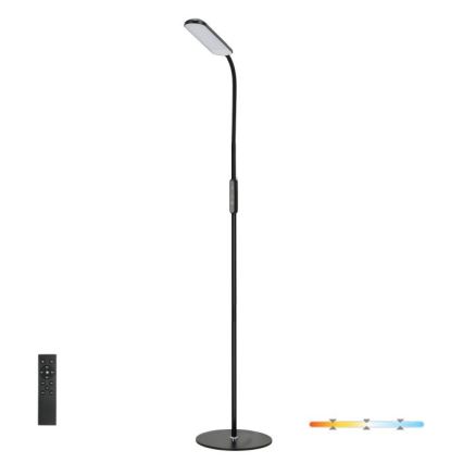 LED Prigušiva podna lampa TEILO LED/10W/230V 3000/4000/6500K crna + daljinski upravljač