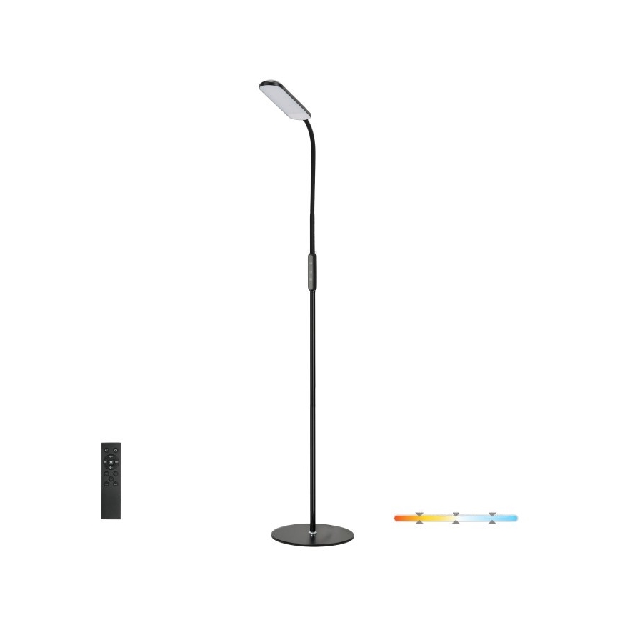 LED Prigušiva podna lampa TEILO LED/10W/230V 3000/4000/6500K crna + daljinski upravljač