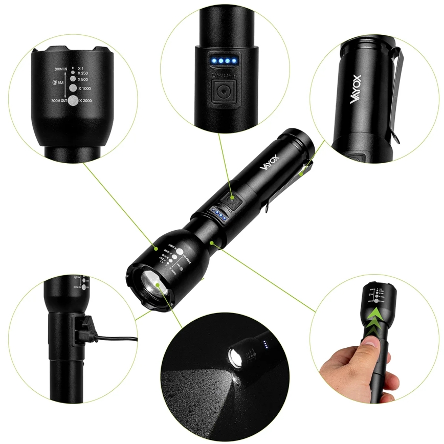 LED Prigušiva punjiva baterijska svjetiljka LED/20W/5V IPX4 800 lm 2000 mAh