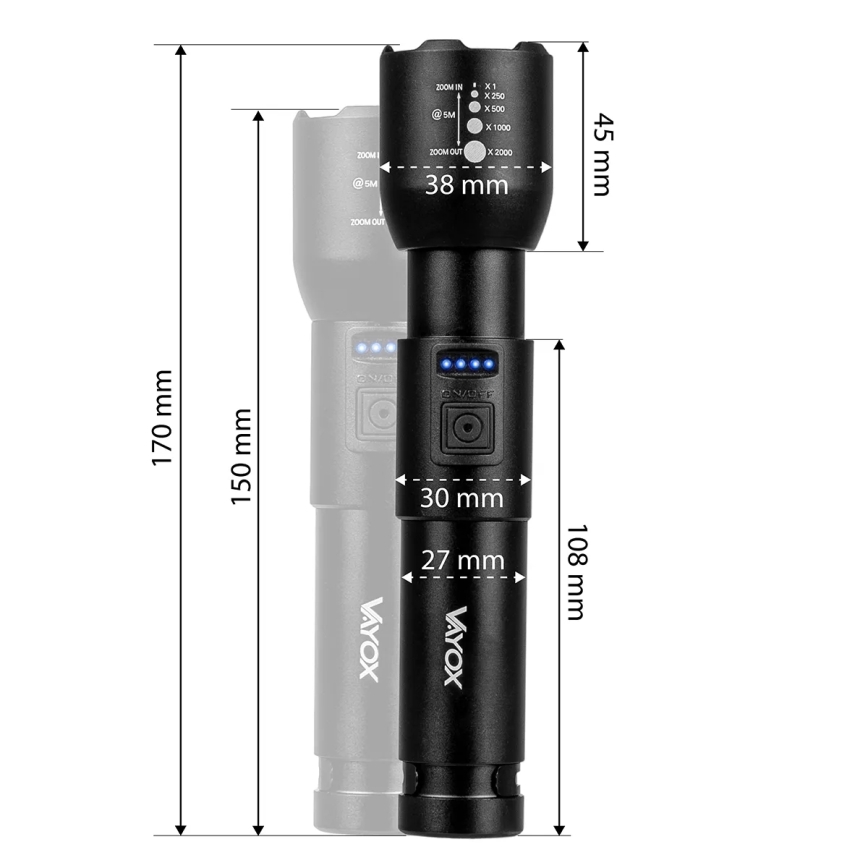 LED Prigušiva punjiva baterijska svjetiljka LED/20W/5V IPX4 800 lm 2000 mAh