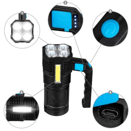 LED Prigušiva punjiva baterijska svjetiljka LED/5V IPX4 250 lm 1200 mAh