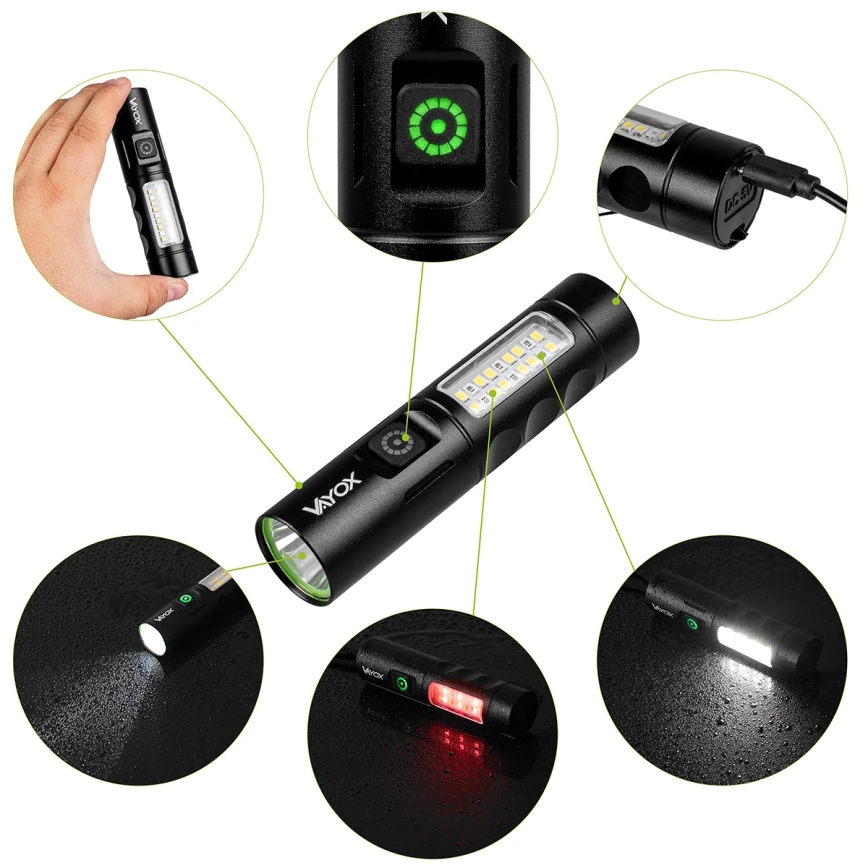 LED Prigušiva punjiva baterijska svjetiljka s crvenim svjetlom LED/5W/5V IPX4 250 lm 2000 mAh