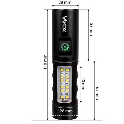LED Prigušiva punjiva baterijska svjetiljka s crvenim svjetlom LED/5W/5V IPX4 250 lm 2000 mAh