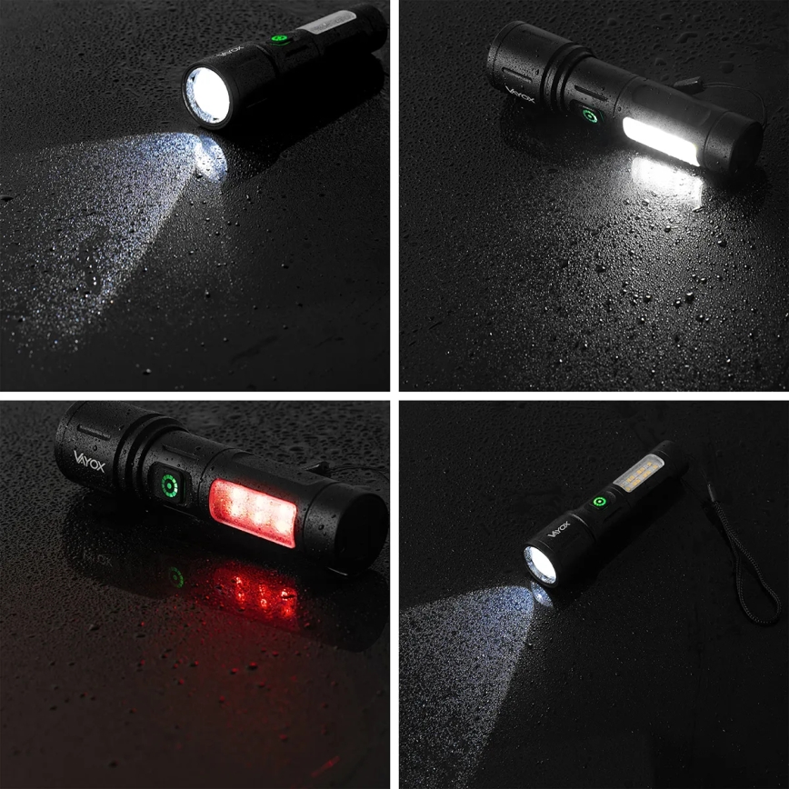 LED Prigušiva punjiva baterijska svjetiljka s crvenim svjetlom LED/5W/5V IPX4 260 lm 2000 mAh