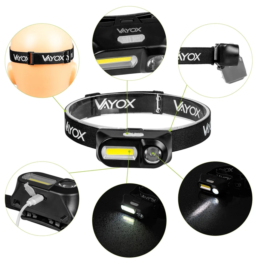LED Prigušiva punjiva čeona svjetiljka 2xLED/5V IPX4 250 lm 2000 mAh