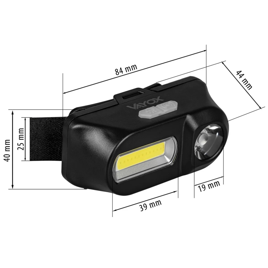 LED Prigušiva punjiva čeona svjetiljka 2xLED/5V IPX4 250 lm 2000 mAh