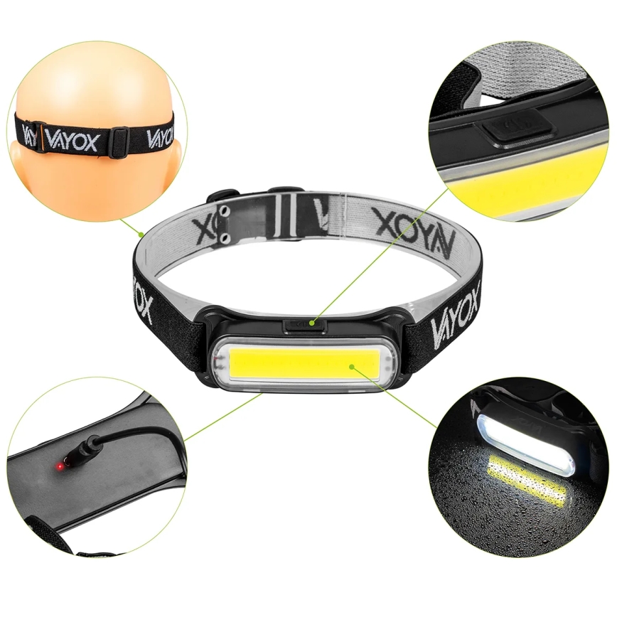 LED Prigušiva punjiva čeona svjetiljka LED/5V IPX4 300 lm 1200 mAh
