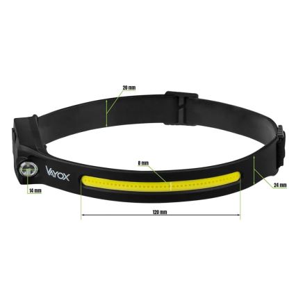 LED Prigušiva punjiva čeona svjetiljka sa senzorom 2xLED/5V IP44 350 lm 1200 mAh