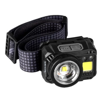 LED Prigušiva punjiva čeona svjetiljka sa senzorom i crvenim svjetlom LED/6W/5V/3xAAA IP44 500 lm 1200 mAh