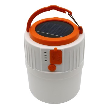 LED Prigušiva punjiva solarna baterijska svjetiljka s funkcijom powerbanka K1 LED/3W/3,7V 7000K IPX4 3200 mAh bijela