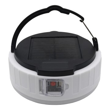 LED Prigušiva punjiva solarna lampa s funkcijom powerbanka K3 LED/2W/5,5V 6500K IPX4 1200 mAh crna/bijela