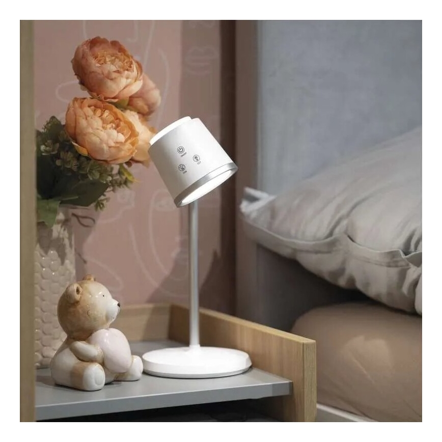 LED Prigušiva punjiva stolna lampa 4u1 LED/6W/3,7V 3000K/4000K/6500K 1500mAh bijela