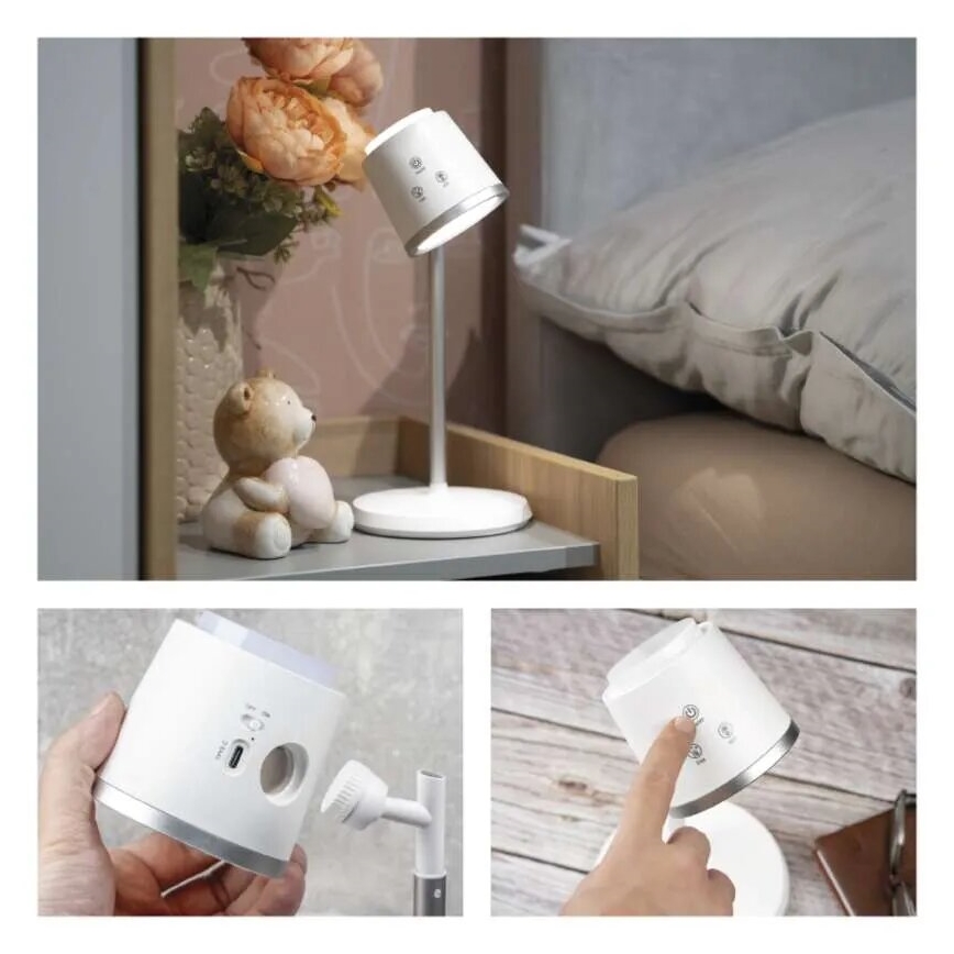LED Prigušiva punjiva stolna lampa 4u1 LED/6W/3,7V 3000K/4000K/6500K 1500mAh bijela