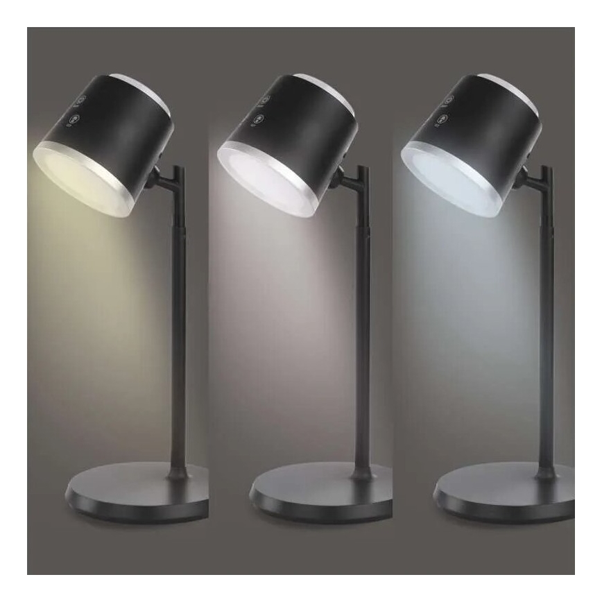 LED Prigušiva punjiva stolna lampa 4u1 LED/6W/3,7V 3000K/4000K/6500K 1500mAh crna