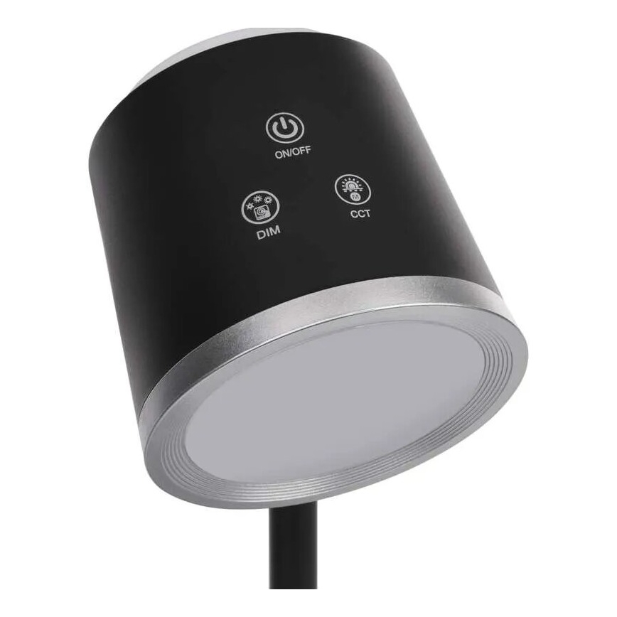 LED Prigušiva punjiva stolna lampa 4u1 LED/6W/3,7V 3000K/4000K/6500K 1500mAh crna