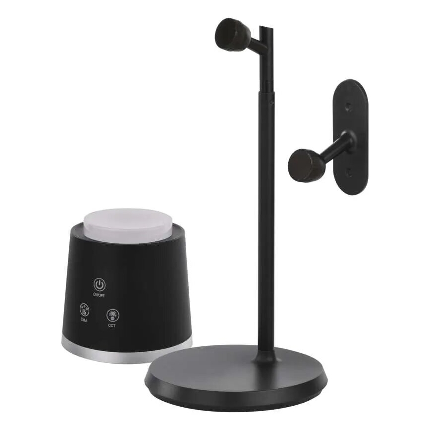 LED Prigušiva punjiva stolna lampa 4u1 LED/6W/3,7V 3000K/4000K/6500K 1500mAh crna
