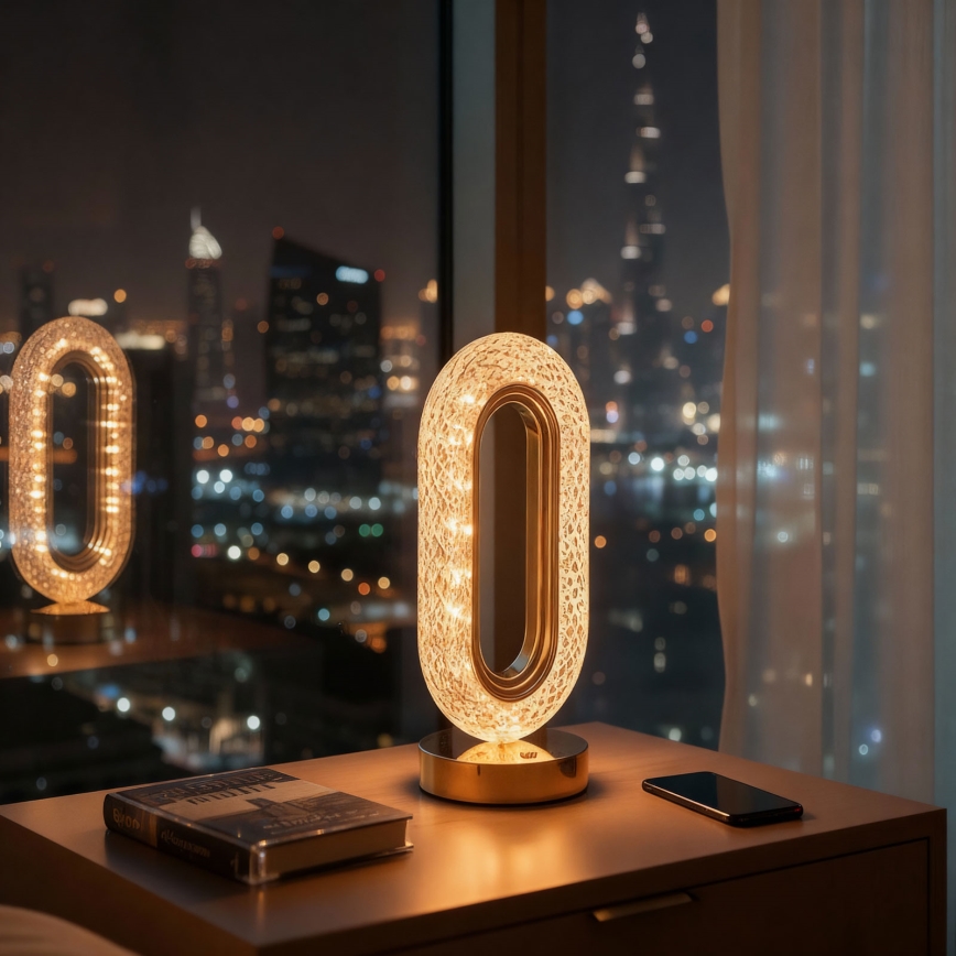 LED s prigušivanjem punjiva stolna svjetiljka DUBAI LED/2W/5V 2700K/4000K/6500K 400 mAh zlatna
